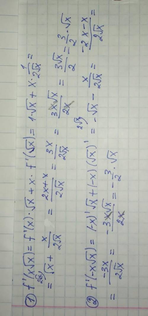 Найти производную функций1) f(x)=x√x2)f(x)=-x√x