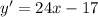 y'=24x-17