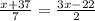 \frac{x + 37}{7} = \frac{3x - 22}{2}