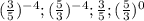 (\frac{3}{5})^{-4};(\frac{5}{3})^{-4};\frac{3}{5};(\frac{5}{3})^{0}