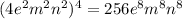 (4e^{2}m^{2}n^{2})^{4} =256e^{8}m^{8}n^{8}