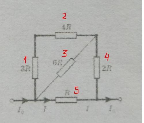 данный участок цепи (див.рисунок). найдите силу тока в r, если сила тока в неразветвленной участке ц