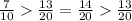 \frac{7}{10} \frac{13}{20} = \frac{14}{20} \frac{13}{20}