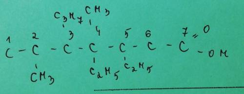 Умоляю составить формулу 2,4 диметил 4,5 диэтил 3тпропилгептановой кислоты