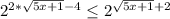 2 ^{2*\sqrt{5x+1}-4 } \leq 2^{\sqrt{5x+1} +2}