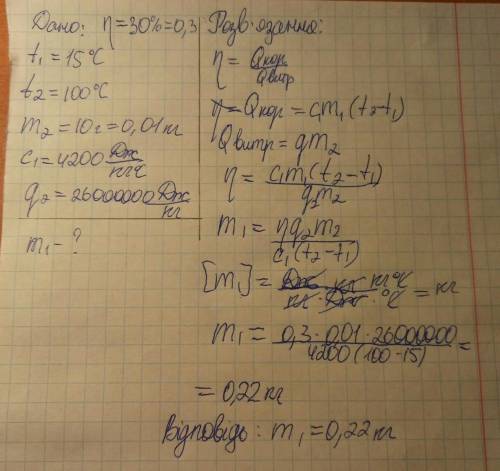 Скільки води, взятої при 15°c можна нагріти до кипіння, спаливши 10г спирту, якщо ккд спиртівки дорі