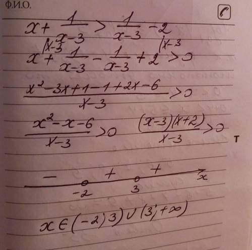 x+ \frac{1}{x-3} \ \textgreater \ \frac{1}{x-3} -2