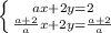 \left \{ {{ax+2y=2} \atop {\frac{a+2}{a}x+2y=\frac{a+2}{a} }} \right.