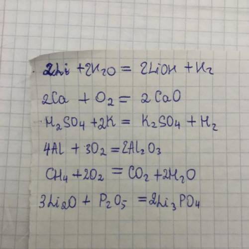 3. уравняйте следующие реакции, расставив коэффициенты над линиями, и укажитеих тип: 1. li + h 0 = _