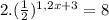 2. (\frac{1}{2})^{1,2x+3} = 8