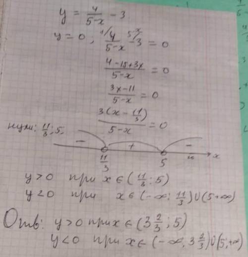 Найдите промежутки знакопостоянства функции y=(4/5-x)-3