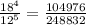 \frac{18^{4} }{12^{5} } = \frac{104 976}{248 832}