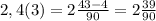 2,4(3)=2\frac{43-4}{90}=2\frac{39}{90}