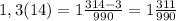 1,3(14)=1\frac{314-3}{990}=1\frac{311}{990}