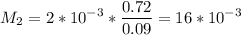 \displaystyle M_2=2*10^{-3}*\frac{0.72}{0.09}= 16*10^{-3}