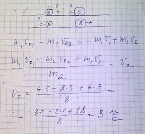 Два шарика массами 6 кг и 8 кг катались навстречу друг другу со скоростями 5 мс и 3 мс соответственн