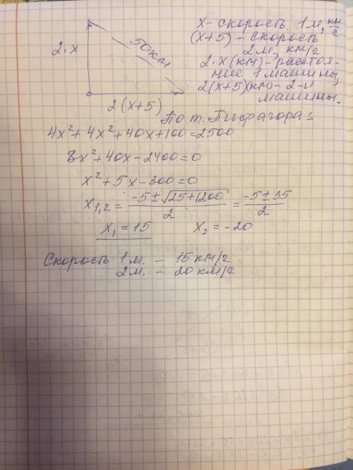 Две грузовые машины одновременно начали движение из одной точки вдоль дорог, пересекающизся под прям