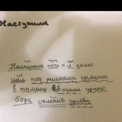 Наступила ночь и я долго шёл под тёмными гудящими в тумане горного бора склонив голову разберите под