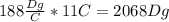 188\frac{Dg}{C} *11C=2068Dg