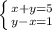 \left \{ {{x+y=5} \atop {y-x=1}} \right.