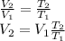 \frac{V_2}{V_1}=\frac{T_2}{T_1} \\V_2=V_1\frac{T_2}{T_1}