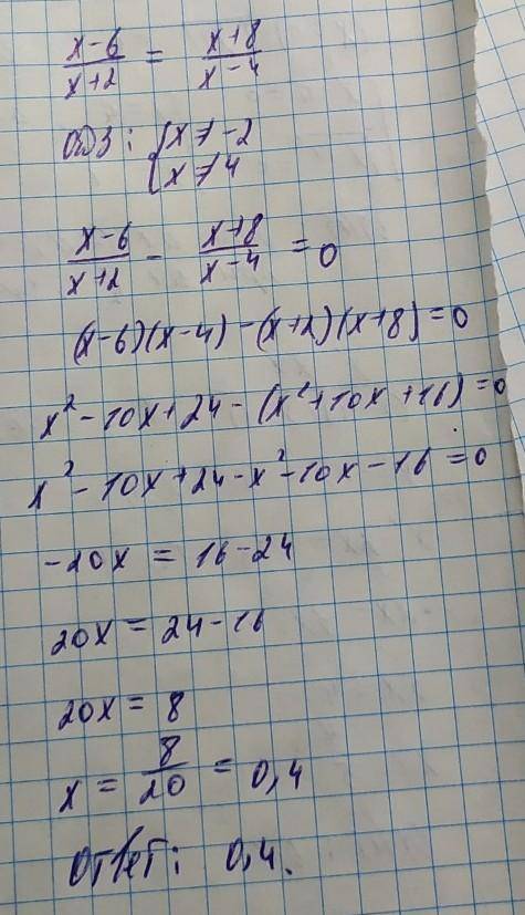 \frac{x-6}{x+2} =\frac{x+8}{x-4}