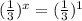 (\frac{1}{3}) ^{x}=(\frac{1}{3})^{1}