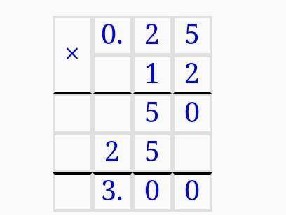 0целых 25 сотых умножить на 12