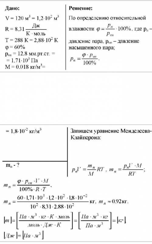 4. в комнате объёмом v1 = 120м относительная влажность воздуха ф = 80% , а всмежной сси комнате объё