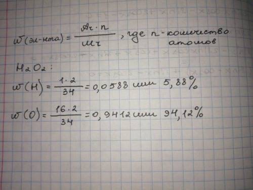 Найти массовые доли элементов в соединении —h2o2​