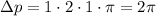 \Delta p = 1 \cdot 2 \cdot 1 \cdot \pi = 2\pi