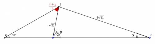 Втреугольнике abc ab=21−−√, bc=321−−√, биссектриса внешнего угла при вершине b пересекает прямую ac