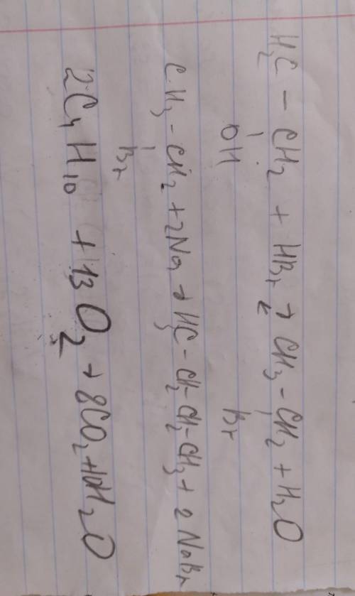 C2h5oh-> c2h5br-> c4h10-> co2