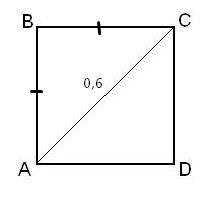 Найдите площадь квадрата, если его диагональ равна 0,6