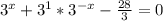 3^{x}+3^1*3^{-x}-\frac{28}{3}=0