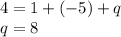 4 = 1 + ( - 5) + q \\ q = 8