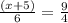 \frac{(x + 5)}{6} = \frac{9}{4}