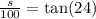 \frac{s}{100} = \tan(24)