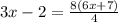 3x-2=\frac{8(6x+7)}{4}