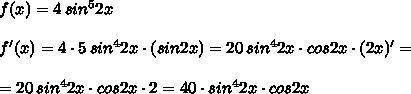 Найти производную у=4sin^5*2x​