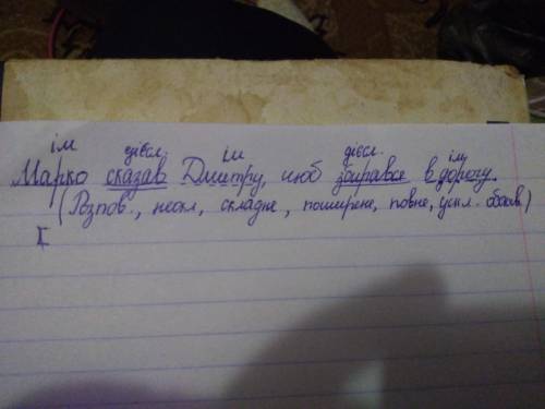 Марко сказав дмитру,щоб збирався в дорогу. синтаксичний розбір, змоделювати пряму мову