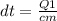 dt=\frac{Q1}{cm}