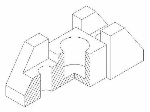 100б. построить вид слева, и изометрию с вырезом 1/4 .