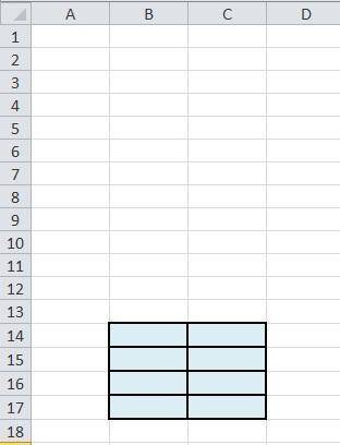 Сколько ячеек входит в диапазон b14: c17?