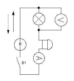 Начертите схему электрической цепи состоящей из источника тока, ключа, лампочки, электрического звон