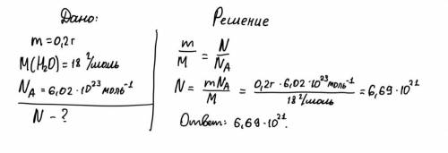 Скільки молекул у краплі води 0,2г