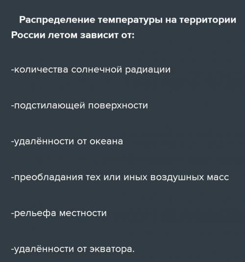 Пространственное изменение температуры воздуха летом в россии​