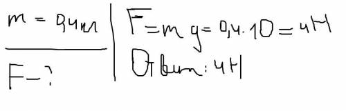 Масса тела равна 0,4 кг. чему равна сила тяжести, действующая на тело​