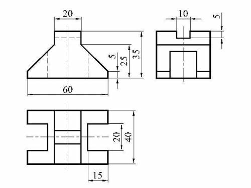 Начертите 3 вида ( главный вид, вид слева, вид сверху)
