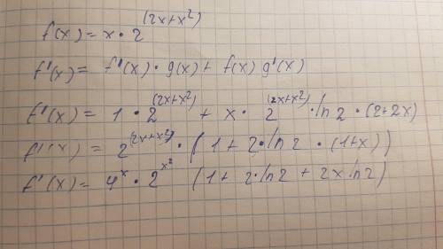 Найти производную сложной ф-ции. f(x) x*2^(2x+x^2)